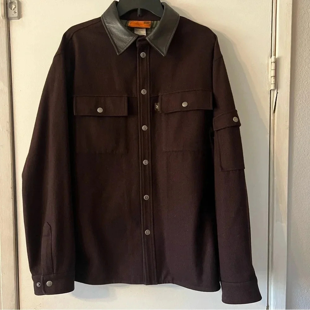 Analog Shirt Jacket Wool Blend M Snap Buttons Purple Shaket